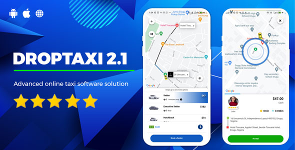 Download Free Droptaxi white label taxi app software script Nulled