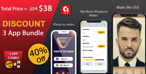 Download Free 3 app android source code bundle, combo,pack Nulled