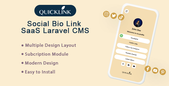 Download Free QuickBioLink – Social Bio Link SaaS Laravel CMS