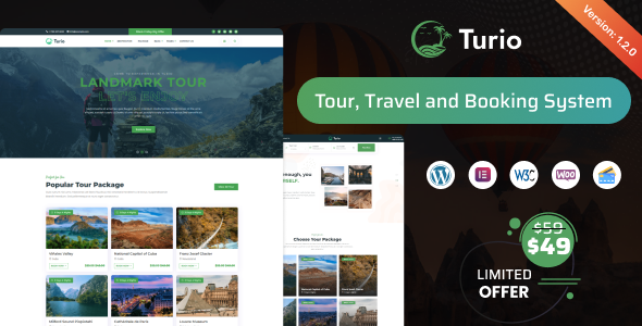 Download Free Turio – Tour and Travel WordPress Theme Tourism