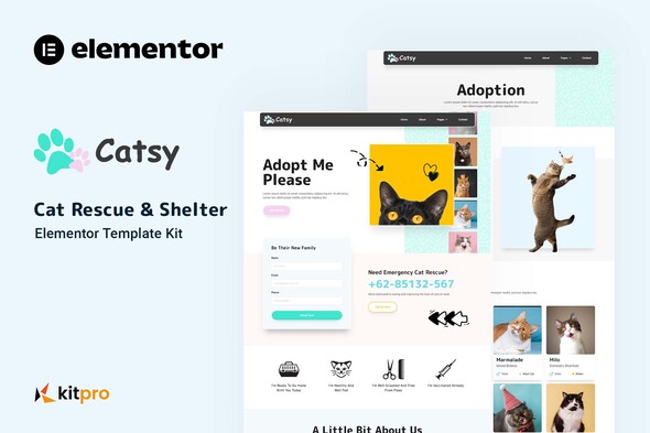Download Free Catsy – Cat Rescue & Shelter Elementor Template