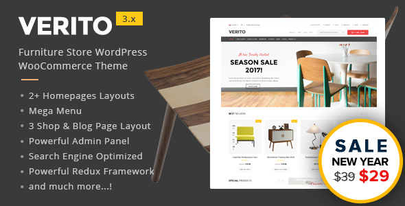 Download Free Verito – Furniture Store WooCommerce WordPress Theme Nulled