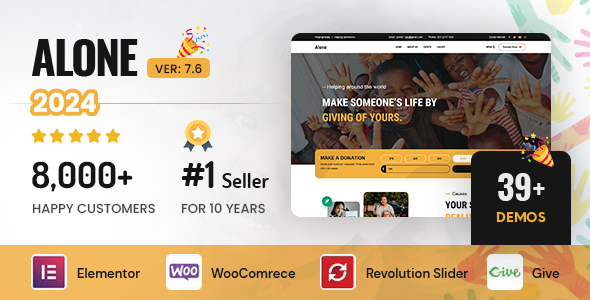 Download Free Alone – Charity Multipurpose Non-profit WordPress Theme Nulled