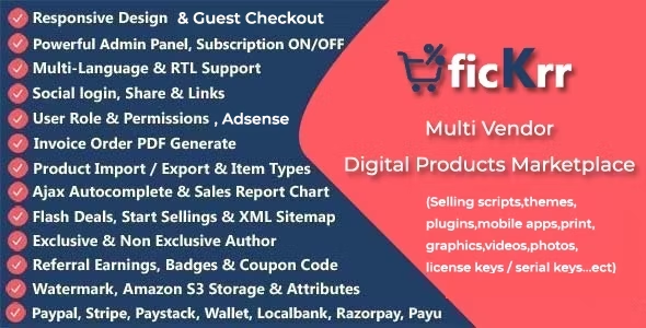 Download Free ficKrr – Multivendor Digital Marketplace With Subscription Nulled