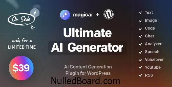 Download Free MagicAI for WordPress – AI Text, Image, Chat,