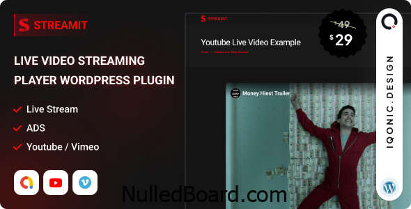 Download Free Streamit – Live Video Streaming Player WordPress Plugin