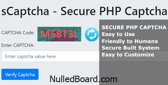 Download Free sCaptcha – Secure PHP Captcha Nulled