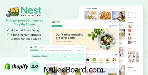 Download Free Nest – Grocery Store eCommerce Shopify Theme Nulled