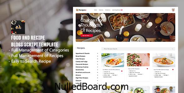 Download Free recipex – food and recipe blogs script Template