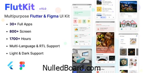 Download Free FlutKit – Flutter & Figma UI Kit Nulled