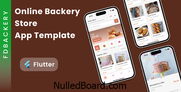 Download Free Online Bakery Store App Template in Flutter |