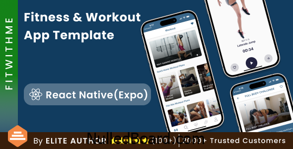 Download Free React Native Fitness Workout App Template in React