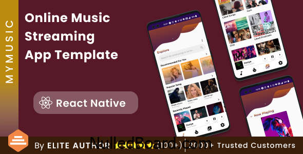 Download Free Online Music Streaming Android + iOS App Template|