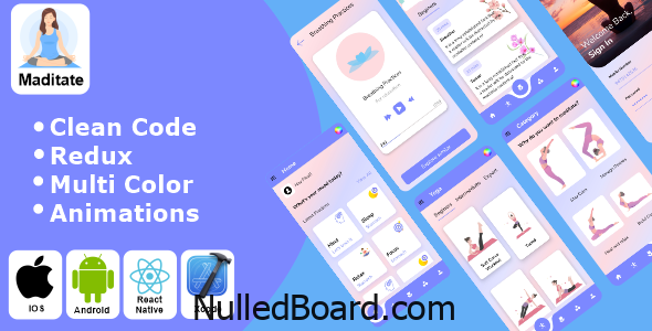 Download Free Meditate – Yoga and Meditation App React Native
