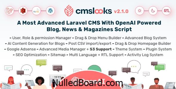 Download Free CMSLooks | Laravel CMS With OpenAI Powered Blog,